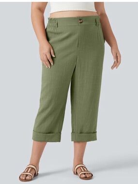 Halara high waisted capri linen feel resort pants with pockets